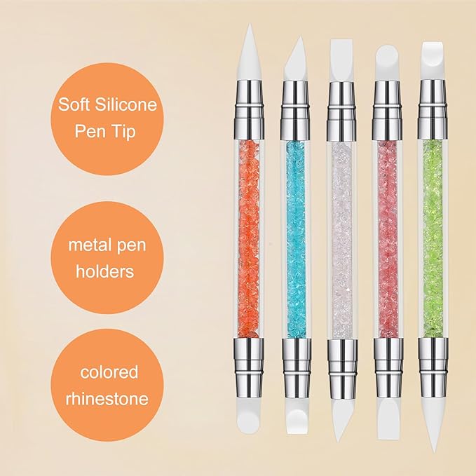 5pcs Nail Sculpture Pen Dual Tipped Nail Art Sculpture Pen, Nail Art Tools for Home Salon for Design Nail Carving Drawing Shaping Effect DIY Gel Manicure Tools (WHITE)