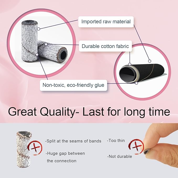 Small Sanding Bands Nail Drill Bits, Corfulra 240 Extreme Fine Grit Nail File Sanding Bands for Nail Drill with 3.1mm Mandrel Bit, 100Pcs Mini Sanding Bands for Natural Nails, Cuticles, White