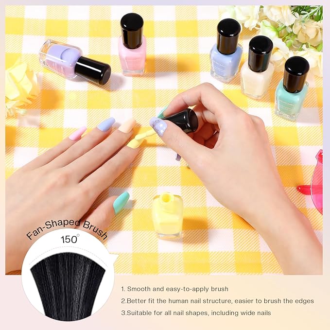 Morovan Nail Polish Set Fingernail: Pastel Macaron Rainbow Nail Polish Kit Regular Air Quick Dry Easter Nail Polish Pack for Women Nail Art Design Easter Gift Holiday Party 0.27oz