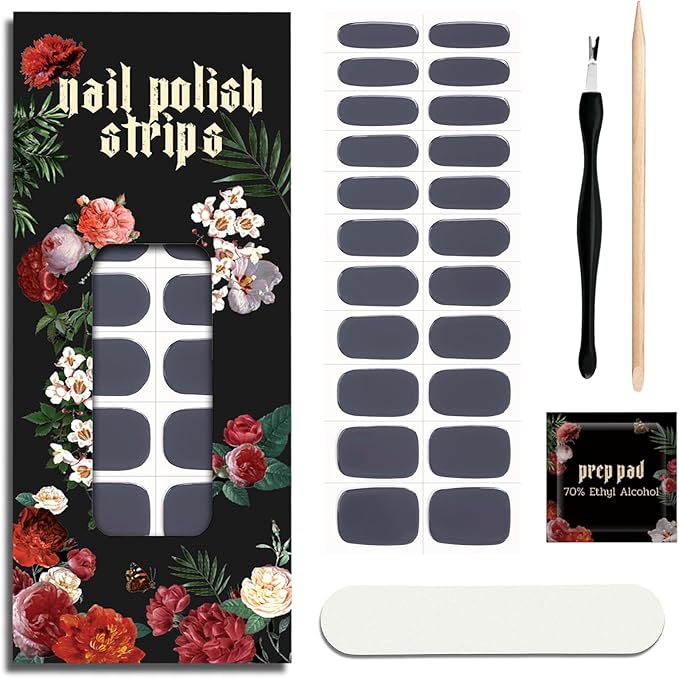 Nail Polish Strips - 22 Pcs Salon Quality Gel Nail Stickers - Long Lasting Wraps (Mossy Secret Green)