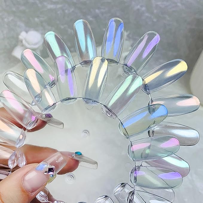 Nail Art Mirror Pigment Powder White Pearl Chrome Nail Powder Kit Holographic Shining Chrome Powder for Nails