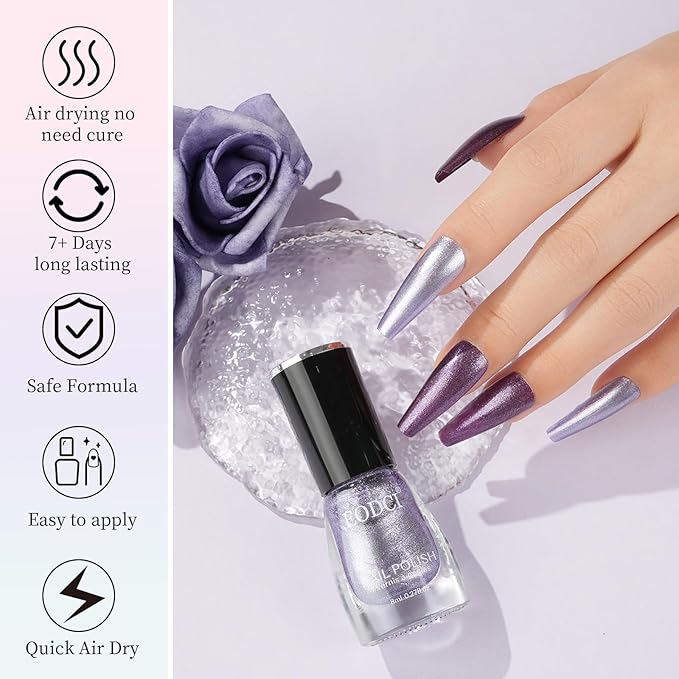 16 PCS Nail Polish Set, 15 Colors Quick Dry Nail Polish Kit With 2in1 Base/Top Coat Purple Pink Glitter Gold Sliver Finger Nail Polish Pack Glossy Toenail Polish DIY Gifts for Women