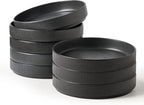 famiware Star 8.25" Pasta Bowls Set of 8, Bowl Plates, Matte Dark Charcoal | by Famiware