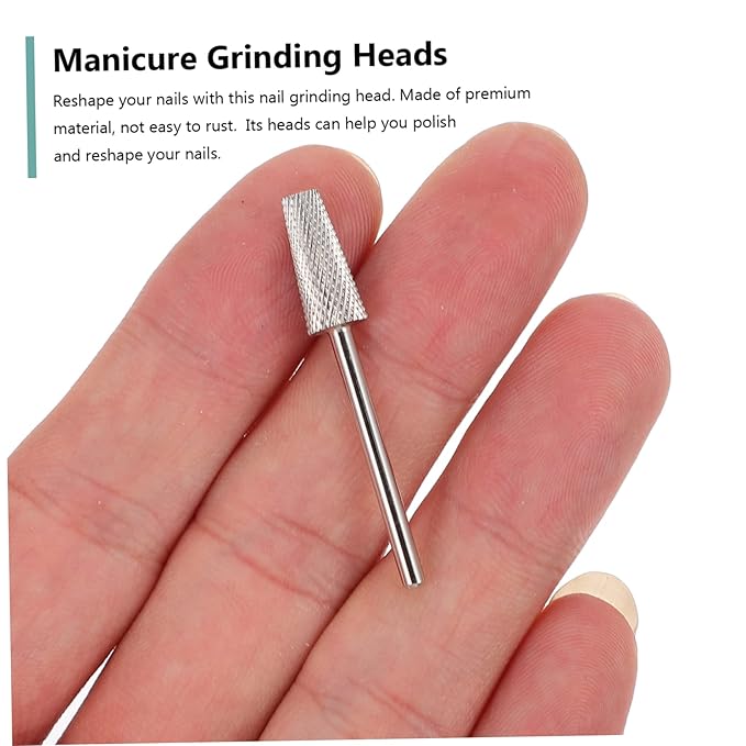 minkissy 2pcs Nail Art Polishing Grinding Head Tungsten Carbide Nail Bits for Manicure Supplies Compact for Home and Salon Use for Grinding Shaping and Removing Dead Skin