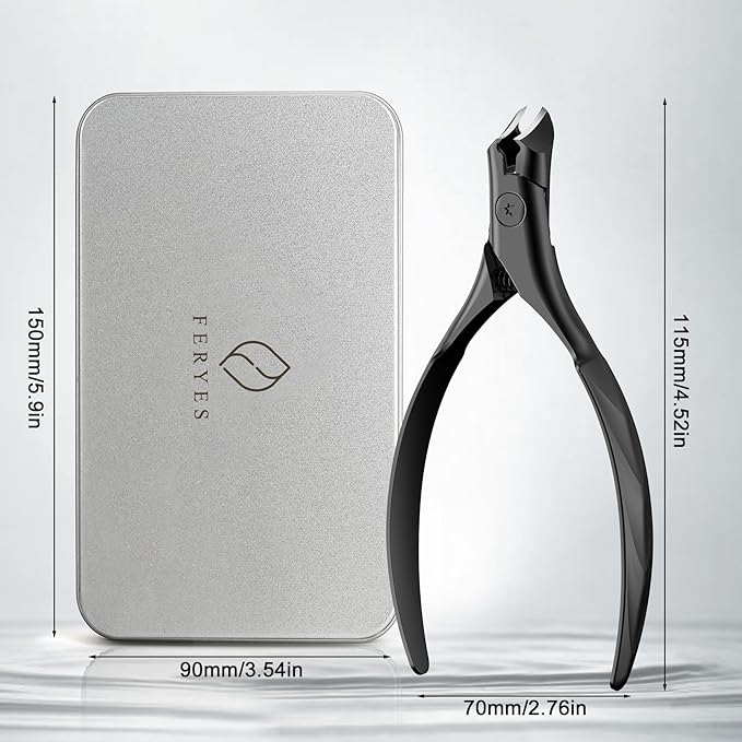 FERYES Podiatrist Toenail Clippers for Thick & Ingrown Nails - Professional Sharp Curved Blade & All Stainless Steel Non-Slip Handle, Heavy-Duty Nail Clippers for Men, Women, Seniors - Ideal Gift