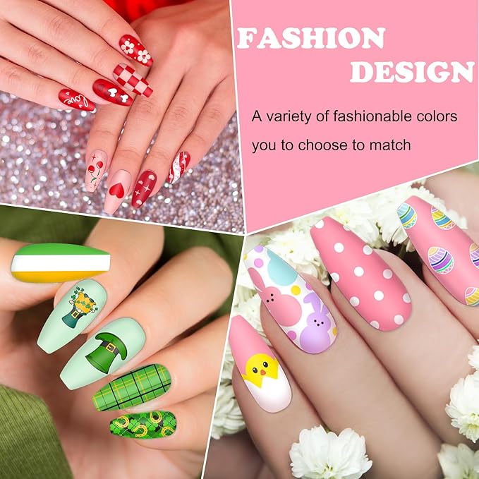 Whaline 6Pcs Valentine's Day St. Patrick's Day Easter Nail Plates Stamping Set Heart Shamrock Egg Stamp Templates Nail Art Plates for DIY Print Manicure Salon Design