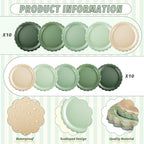 110pcs Sage Green Plates and Napkins Tableware Set Serve 25 Guests Includes - Image 3