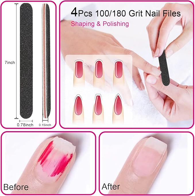 18PCS Nail Files and Buffers Set, Professional Manicure Tools Kit, Nail Buffer Block & 100/180 Grit Nail File, 7 Way Nail File & Double Side Nail Polishing Buffer, Nail Files Emery Board and Brush