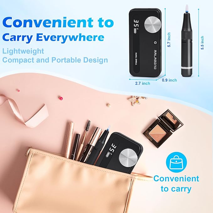 35000RPM Nail Filer Electric Nail Drill, Professional Cordless Machine, Portable Rechargeable Nail Drill, Drill Nails Tool for Manicure Pedicure Salon and Home Use (Black)