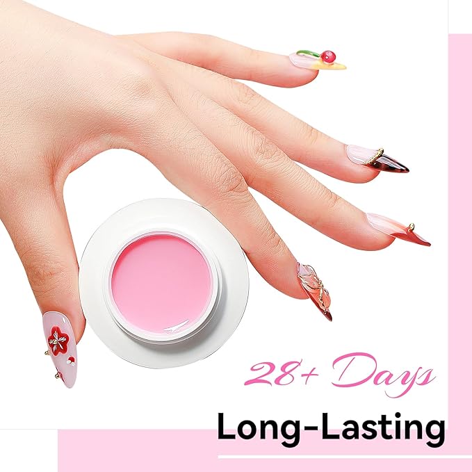 Solid Builder Gel for Nails 3PCS, Clear White Pink 3D Sculpting Hard Gel for Nail Art Non-Stick Hand, for Modeling, Sculpture, Nail Extension UV/Led Manicure DIY At Home 18g*3Colors
