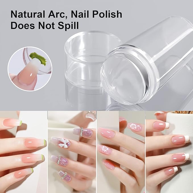 Nail Art Stamper Clear Silicone Nails Stamping Jelly with Scraper Transparent Visible Body DIY Manicure Nail Art Tool For DIY Nail Decor French Nail Manicure