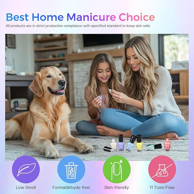 Morovan Pearl Nail Polish Set: Ombre Shimmer Glitter Sparkle Aurora Iridescent Blue Purple Yellow Green Mermaid Quick Dry Fingernail Polish Kit 2025 Nail Art Design Gift for Women Girls