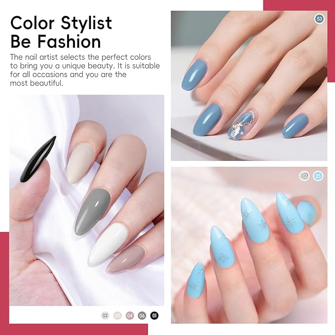 COSCELIA 40pcs Fall Gel Nail Polish Set, 35 Colors Nail Gel polish with 5 Bottles Base and Glossy Matte Glitter Top Coat White Brown Black Nude Red Orange Colors Halloween Nail Polish Nail Art Gifts