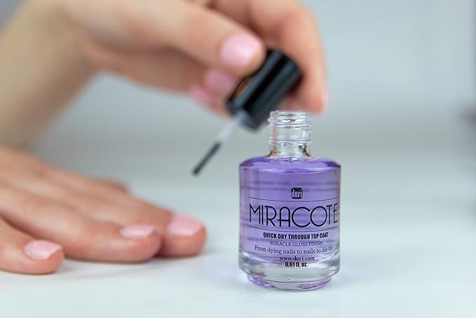 duri Miracote Quick Dry Through Top Coat for Miracle Gloss Finish, None Yellowing, Low Viscosity, Protects Polish from Chipping, Super Glossy, 2 pack