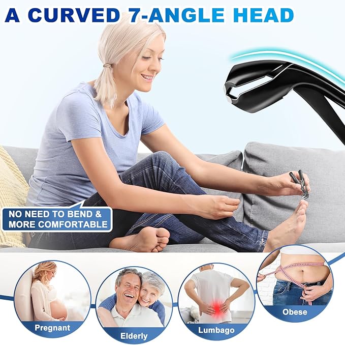 Toenail Clippers for Seniors Thick Toenails, Stocking Stuffers Gifts for Men Women, Angled Head Long Handle Toe Nail Clippers for Men with Wide Jaw Opening, Christmas Xmas Presents Gifts for Adults