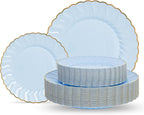 Lullaby 60PCS Light Blue Scalloped Plastic Plates by LULLABY