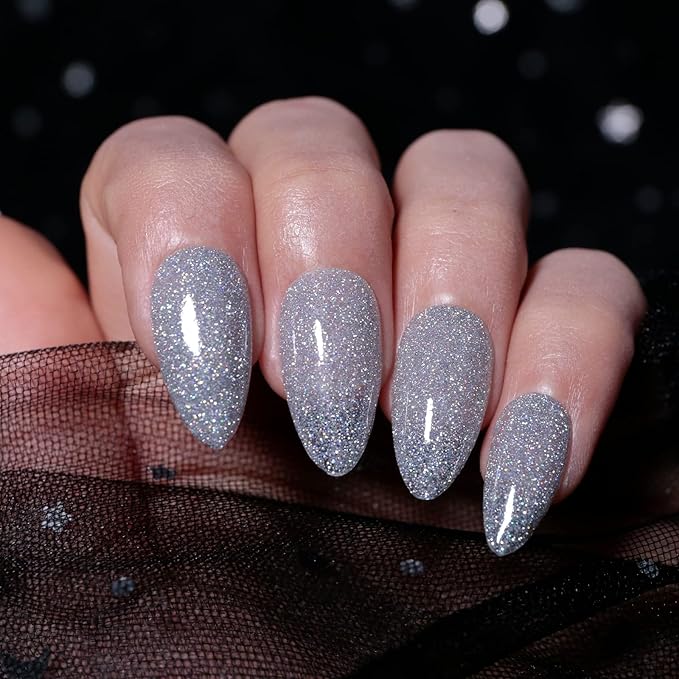 Imtiti Silver Gel Nail Polish, Glitter Silver 3 in 1 One Step Gel Polish Color Soak Off UV LED fall winter Nail Gel Polish Nail Art Starter Manicure Salon DIY Christmas Gift, 0.5 Fl Oz