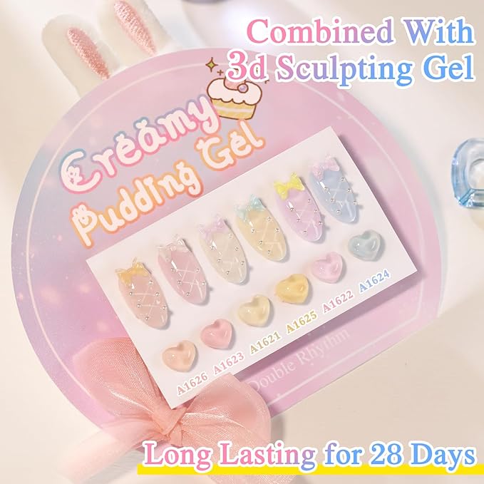 Double Rhythm 0.50 OZ Translucent Gel Polish Same Color Same Bottle Sheer Pastel Neutral Natural Milky 15 ML Jelly UV Nail Art DIY at Home (Beige-A1621)