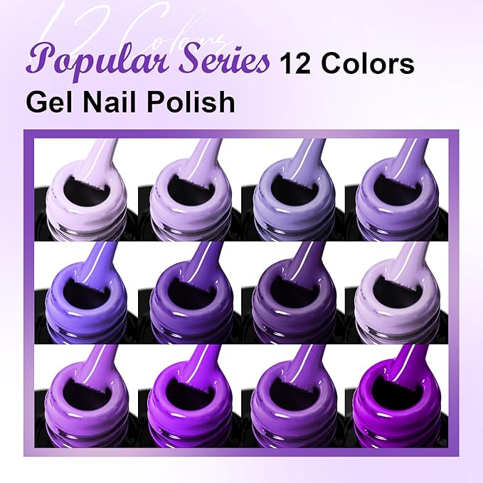 MEET ACROSS 12PCS Gel Nail Polish Set, 12 Colors Gel Nail Kit Art Design Soak Off UV LED,Nail Art Design Gifts for Women (SET-6, 12PCS)