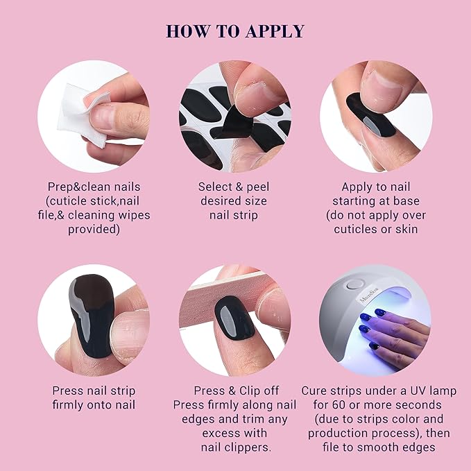 MelodySusie Semi Cured Gel Nail Strips (Pastel Bubbles), 20 PCS Macaron Gel Nail Stickers, Pink Gel Nail Wraps, UV Light Required, Durable and Salon Quality