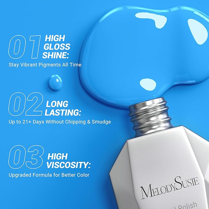 MelodySusie Thick Light Blue Gel Nail Polish,0.5fl oz Nails Soak Off UV LED Bright Ocean Blue Gel Polish Christmas Gift for Women Nail Art Manicure Salon DIY Nail Design Decoration at Home-120