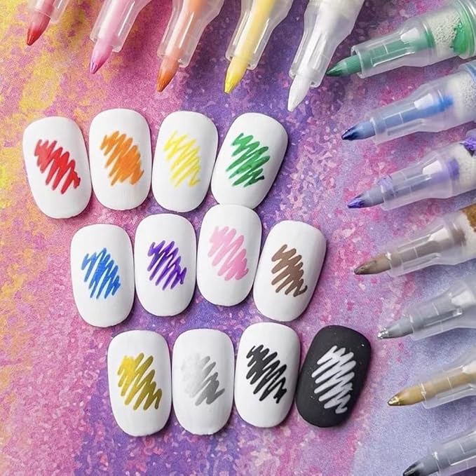 48 Colors Nail Art Pens for Painting Nails, 0.7mm Acrylic Paint Makers DIY Nail Art Markers for Kids and Adults, Quick-drying Nail Polish Pens Doodle Pens for Drawing Point Liner