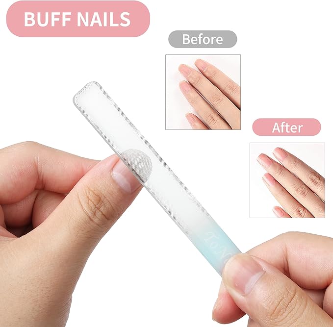 Nano Glass Nail Shiner Kit, 3-in-1 Manicure Tool-Nail Buffer for Shaping Buffing and Polishing Natural Nails, Fine Crystal Nail Files, Professional Manicure Tools for Home and Salon Use