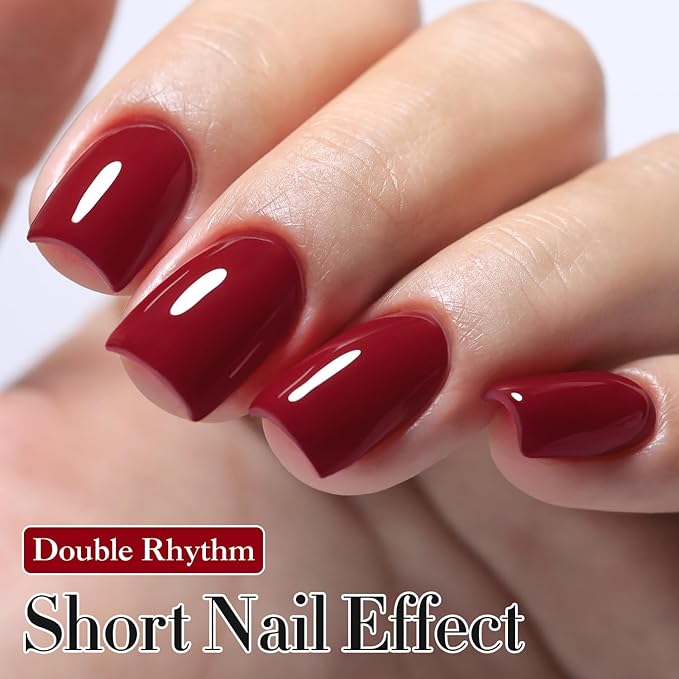 Double Rhythm Gel Polish 15ML Jelly Sheer Pastel Light Milky Color Pearl White Bottle 1 PC 0.5 OZ Full Size Nail Art Salon at Home (Blood Red -D1104)