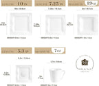 MALACASA 30 Pieces Dinnerware Sets, Modern Ivory White Plates and Bowls Sets - Image 2
