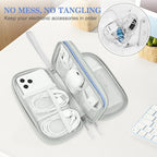 FYY Electronic Organizer, Travel Tech Pouch, Cable Organizer Blue Quilted | - Image 5