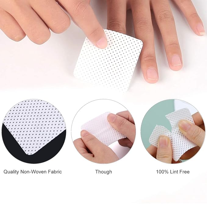 400 PCS Lash Extension Glue Wipes EBANKU Lint Free Glue Cleaning Cotton Pads for Eyelash Extensions Non Woven Nail Polish Remover Wipe Supplies - White