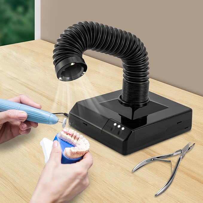 MOCHAG 60W Dental Polishing Dust Collector, Dentistry Vacuum Cleaner Dust Collector Fan Vacuum Cleaner with Fan and LED Dual Function, Polishing Suction Machine for Dental Lab (Black)