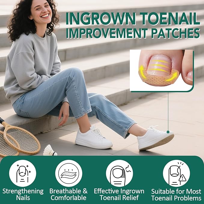 100pcs Ingrown Toenail Treatment, Breathable Ingrown Toenail Strips Ingrown Toenail Stickers, Toenail Corrector Patch with 3 Pedicure Tools for Ingrown Toenail
