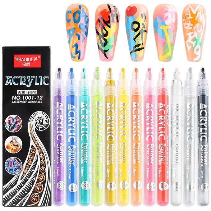 Nail Art Graffiti Pen Set 12Pcs Waterproof Drawing Marker Pen For Nails Neon Enamels Black White Quick Dry Nail Art Painting Pen DIY Abstract Lines Pen for Nail Art Nail Salon Supplies