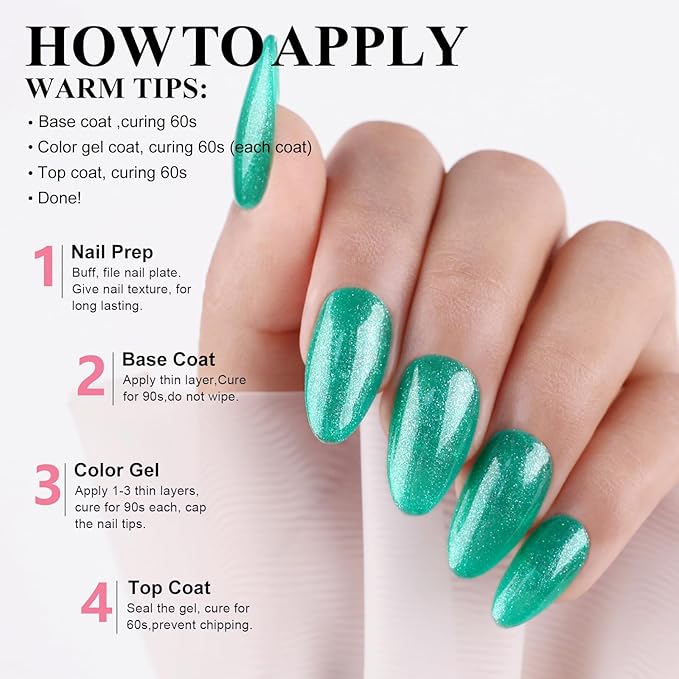 Imtiti Glitter Gel Nail Polish, 1 Pcs 0.5 fl oz Shimmer Green gel nail polish Color Soak Off Gel Polish Nail Art Manicure Salon DIY Nail Lamp Gel Nail Design Christmas Decoration