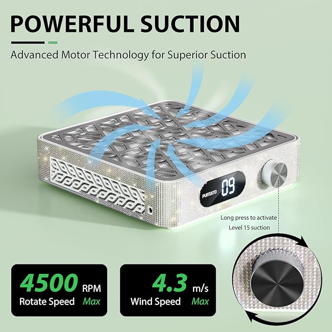 Nail Dust Collector, Powerful Vacuum Fan Vent Dust Collector Extractor Dust Suction Machine for Acrylic Nails Polishing, Nail Salon,Ab Diamond