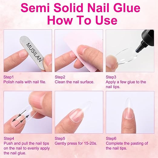 Super Strong 18g Semi Solid Nail Glue,3PCS Upgrade Nail Glue for Press On Nail,No UV Lamp Need Quick Drying & Long-Lasting Semi Solid Gel Fake Tips Adhesion for Beginners DIY Fake Acrylic Nail