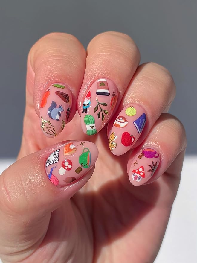 Deco Beauty Cozy Nail Stickers - Lightweight & Easy-to-Apply Nail Art with Cute & Trendy Designs - Durable & Long-Lasting Nail Stickers for Women, Ideal for DIY Manicures