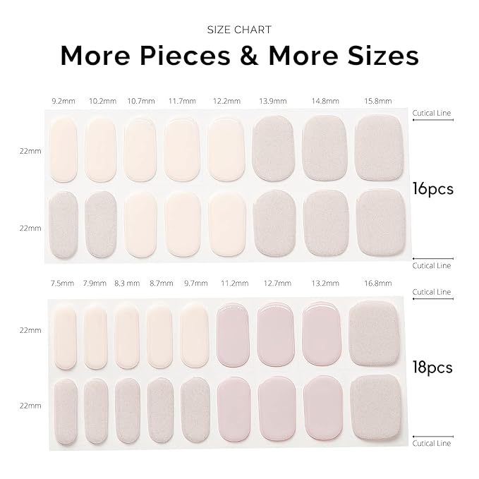 NAILOG Semi Cured Gel Nail Strips, 34 pcs Salon-Quality Gel Nail Stickers, Long Lasting Nail Wraps for Women with Soft Gel Finish | Isabelle