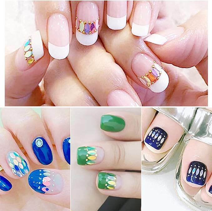 12 Colors Horse Eye Sequins 3D Ultra-Thin Flakes Colorful Glitter Stickers Holographic Laser Shiny Nail Art Design for Nail Decoration DIY Glitters