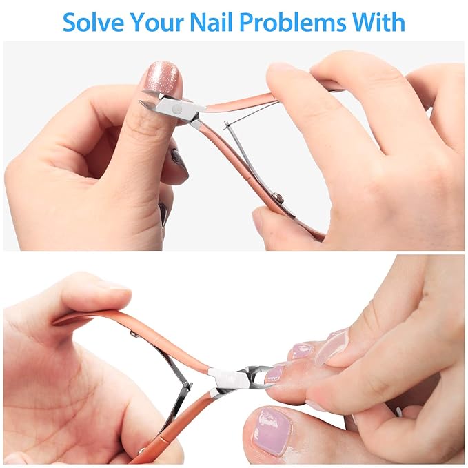 Mudder 3 Packs Cuticle Nippers Cutter Tool Stainless Steel Nail Cuticle Trimmer Remover with Pointed Blade Scissors Pedicure Manicure Tool for Fingernails Nails Care and Toenails(Rose Gold)