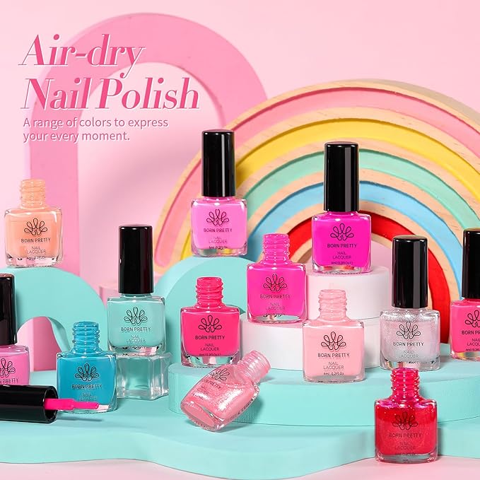 Born Pretty Pink Nail Polish Set Fingernail, 15 Colors Natural Pink Nude Neon Pink Hot Pink Bright Summer Quick Dry Nail Lacquer Glossy Nail Polish All Seasons Manicure Suitable Wedding Holiday