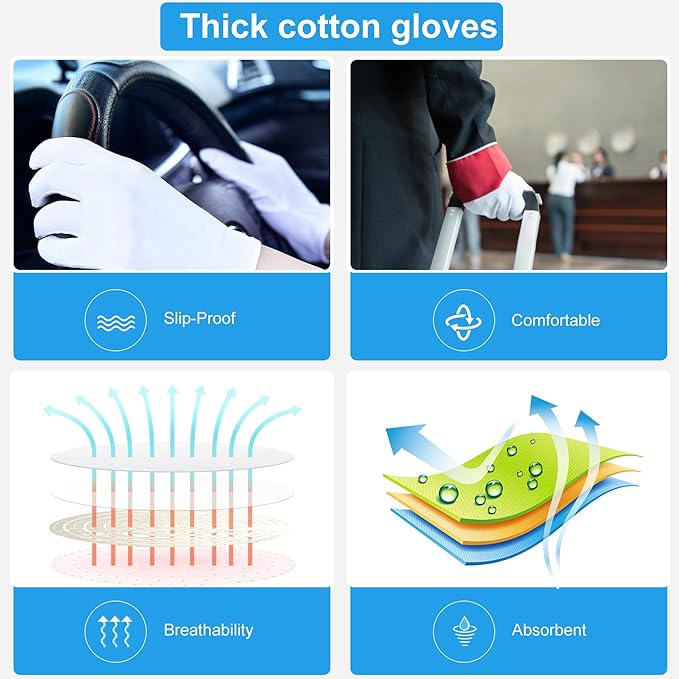 15Pairs (30Pcs) White Gloves for Men and Women, Washable SPA Moisturizing Cotton Gloves for Dry Hands Eczema Work Inspection Service Performance