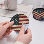Vintage American Flag Leather Coasters Set of 6 - Image 5