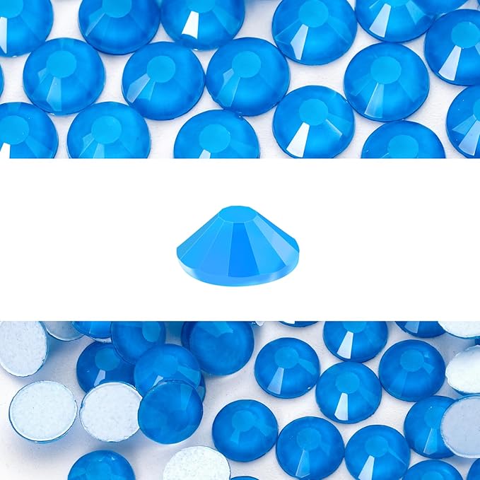 Novani 3000 Pieces Flatback Rhinestones Glass Round Gems Neon-Blue Crystals for Nail Art DIY Crafts Clothes Shoes,SS12,3.0-3.2mm