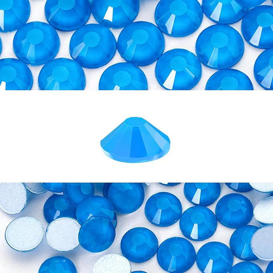 Novani 3000 Pieces Flatback Rhinestones Glass Round Gems Neon-Blue Crystals for Nail Art DIY Crafts Clothes Shoes,SS10,2.7-2.9mm