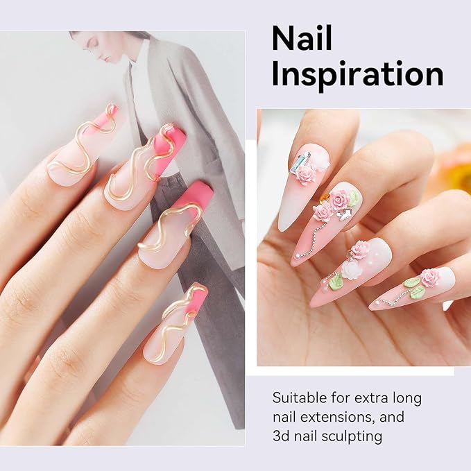 Solid Builder Gel For Nails, White 3D Nail Art Hard Gel For Nails 18g Non-Sticky Hand Molding Carving For Nail Sculpting Extension Salon DIY At Home