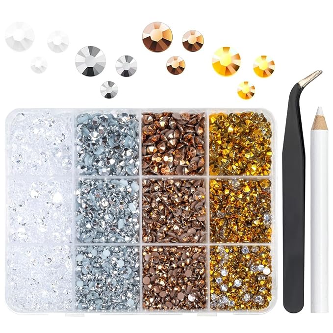 Transparent Copper Silver Golden Jelly Resin Rhinestones for Crafting 3mm 4mm 5mm Flatback Stones Resin Gems Diamonds Charms for Nails Face Eyes Makeup DIY Crafts Tumblers Bottles Shoes Phones