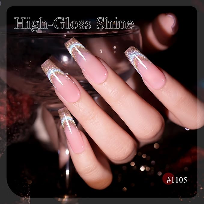 RARJSM Blue Aurora Cat Eye Gel Nail Polish Holographic Rainbow Laser Iridescent Glitter Sparkle Cat Eye Gel Polish with Magnet Stick Soak off UV LED Curing Requires Home Salon Diy Nail Art
