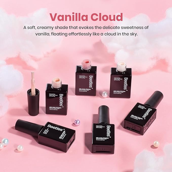 Beetle Nude Gel Nail Polish Set - 6 Colors Light Pink Nude gel polish colors Soak Off Gel Polish Kit Nail Art Manicure Salon Uv Led DIY at Home Vanilla Cloud Collection Gift for Women&Girls
